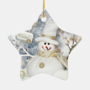 Ornement Étoile En Céramique Snowman hiver froid
