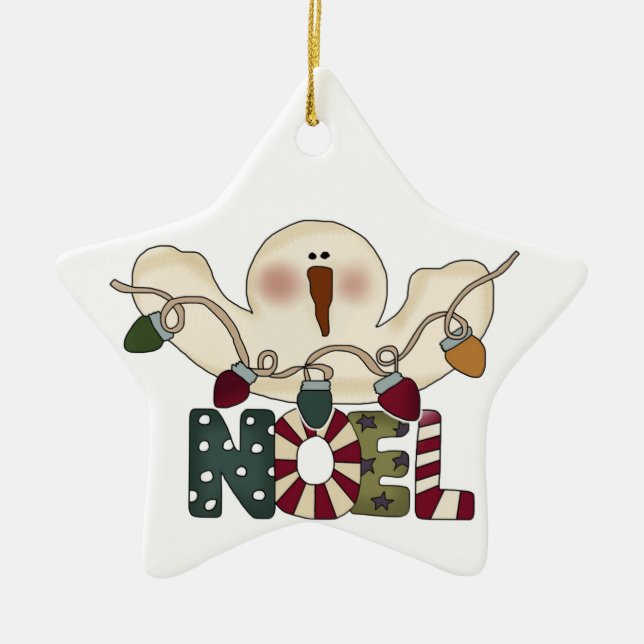 Ornement Étoile En Céramique Snowman Noel Keepsaké (Devant)