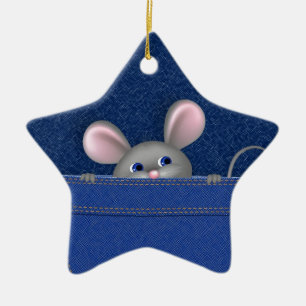 Ornement Étoile En Céramique Souris en poche