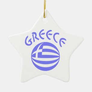 Ornement Étoile En Céramique Sphère du drapeau grec