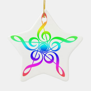 Ornement Étoile En Céramique Star de Clef Treble   Musicien