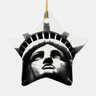 Ornement Étoile En Céramique Statue noire et blanche de la Liberté