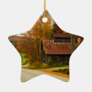 Ornement Étoile En Céramique Sucre d'érable Shack dans l'automne du Vermont