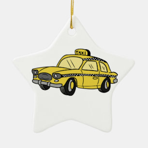 Ornement Étoile En Céramique Taxi jaune