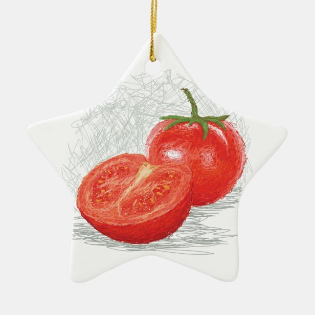 Ornement Étoile En Céramique tomate (Devant)