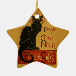 Ornement Étoile En Céramique Tournee de Conversation Noir Chat noir