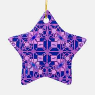 Ornement Étoile En Céramique Tribal Batik - tons violets