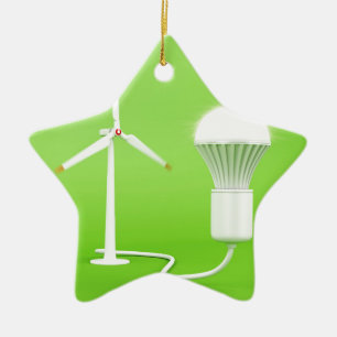 Ornement Étoile En Céramique Turbine de vent et ampoule rougeoyante
