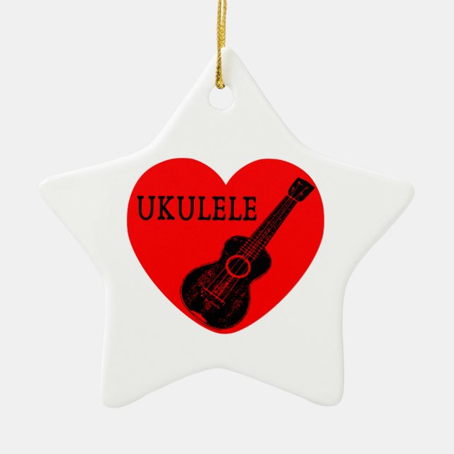 Ornement Étoile En Céramique Ukulele Love (Devant)