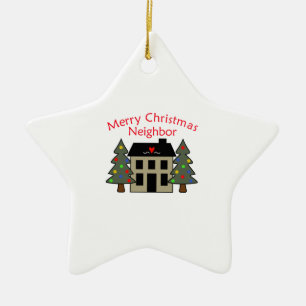 ORNEMENT ÉTOILE EN CÉRAMIQUE VOISIN DE MERRY CHRISTMAS