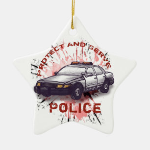 Ornement Étoile En Céramique Voiture de police