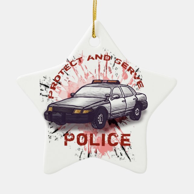 Ornement Étoile En Céramique Voiture de police (Devant)