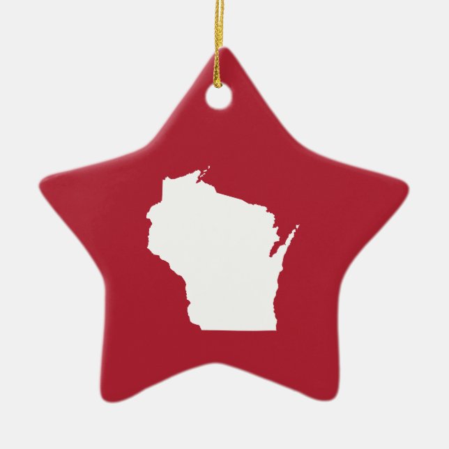 Ornement Étoile En Céramique Wisconsin rouge et blanc (Devant)