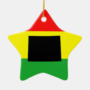 Ornement Étoile En Céramique Wyoming avec des couleurs Rasta