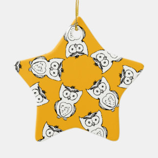 Ornement Étoile En Céramique Yellow Cute Animal Pattern
