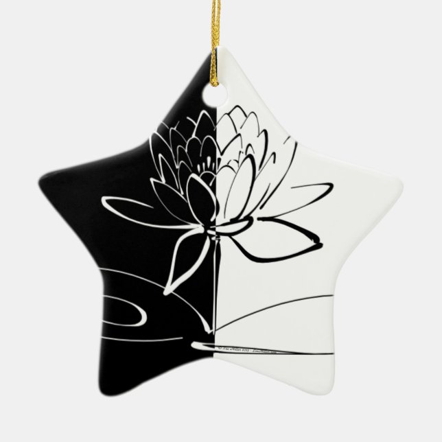 Ornement Étoile En Céramique Yin Yang Black Lotus Blossom (Devant)