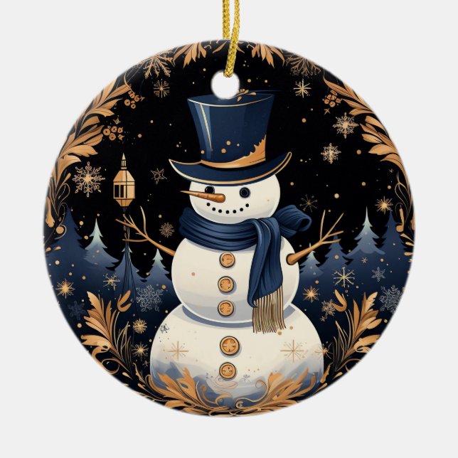 Ornement Feuille d'or Snowman (Devant)