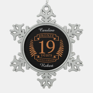 Ornement Flocon De Neige 19 ans d'mariage traditionnel de bronze