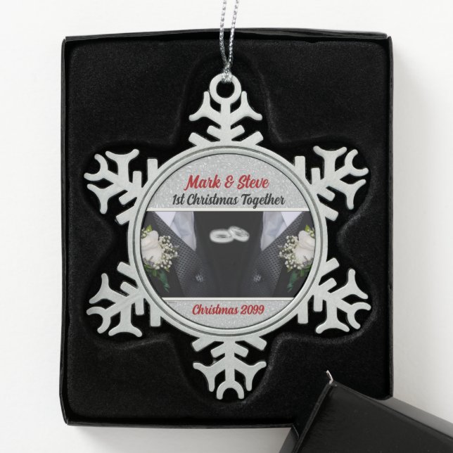 Ornement Flocon De Neige 1er mariage gay de Noël (Boîte)