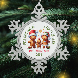 Ornement Flocon De Neige 1er Noël en famille de 3 pain d'épices