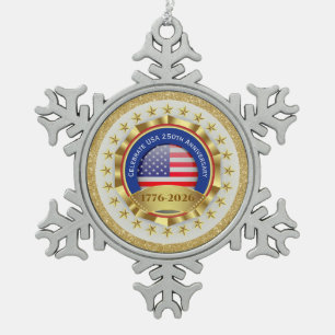 Ornement Flocon De Neige 250e anniversaire USA Patriotique   1776–2026