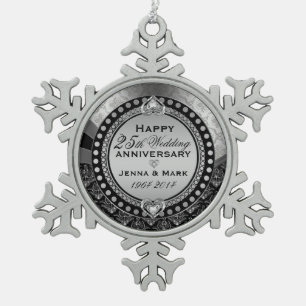 Ornement Flocon De Neige 25e anniversaire du Mariage d'argent