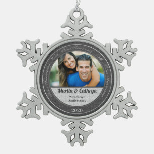 Ornement Flocon De Neige 25e anniversaire du Mariage d'argent