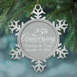 Ornement Flocon De Neige 25e anniversaire du Mariage Personnalisé