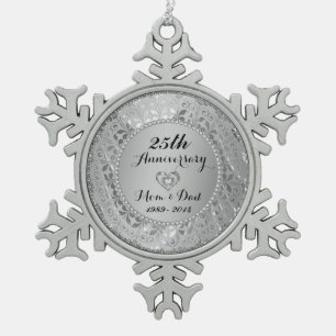 Ornement Flocon De Neige 25e Wedding Anniversary