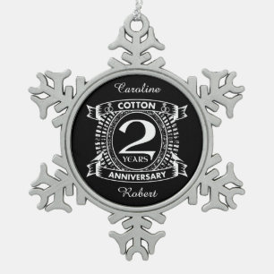 Ornement Flocon De Neige 2e anniversaire mariage crête en détresse
