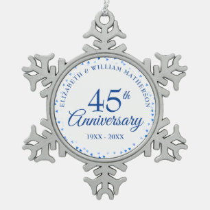 Ornement Flocon De Neige 45e 65e anniversaire de Mariage Coeurs d'amour Con