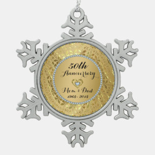 Ornement Flocon De Neige 50e anniversaire du Mariage Diamonds & Gold
