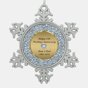 Ornement Flocon De Neige 50e anniversaire du Mariage Diamonds & Gold