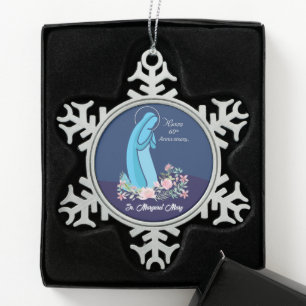 Ornement Flocon De Neige 60e anniversaire de la vie religieuse Nun Fleur ro