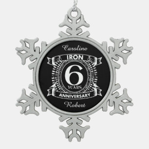 Ornement Flocon De Neige 6e anniversaire mariage crête en détresse