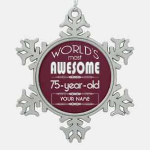 Ornement Flocon De Neige 75e anniversaire du meilleur fabuleux Maroon rouge