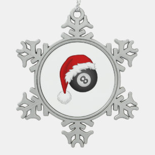 Ornement Flocon De Neige 8 Ball Santa hat Funny noël billard snooker