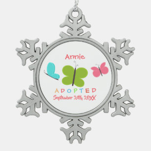 Ornement Flocon De Neige Adoption adoptée de papillon - nom fait sur