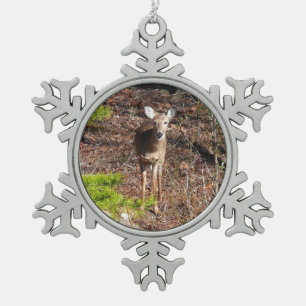 Ornement Flocon De Neige Adorable Cerf dans les Bois Photographie de la nat