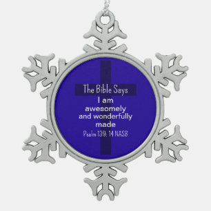 Ornement Flocon De Neige Affirmation Bleue Encouragement Chrétien