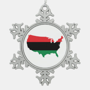 Ornement Flocon De Neige Afro-Américain _ Couleurs rouge, noir et vert