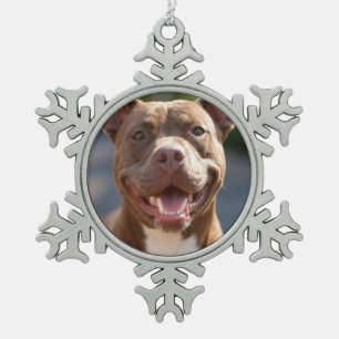 Ornement Flocon De Neige Ajouter une Personnaliser photo Pit Bull