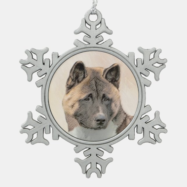 Ornement Flocon De Neige Akita Peinture - Cute Original Chien Art (Devant)