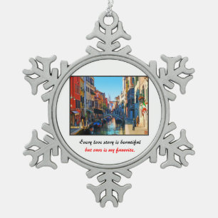 Ornement Flocon De Neige Allée de Venise avec la citation d'amour