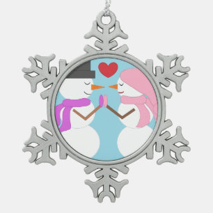 Ornement Flocon De Neige Amour & Snowpeople : Bleu clair