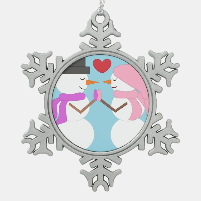 Ornement Flocon De Neige Amour & Snowpeople : Bleu clair (Devant)