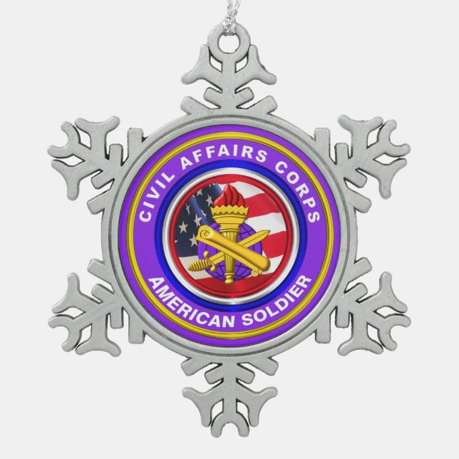 Ornement Flocon De Neige Ancien combattant des affaires civiles de l'Armée  (Devant)