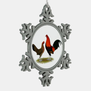 Ornement Flocon De Neige Ancien jeu anglais Bantams : BB Red Pair