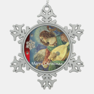 ORNEMENT FLOCON DE NEIGE ANGE DE NOËL FABRIQUANT DE LA MUSIQUE AVEC DES ÉTO