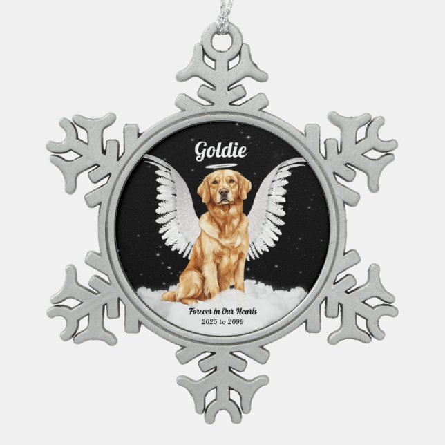 Ornement Flocon De Neige Ange Dog Golden Retriever Memorial (Devant)